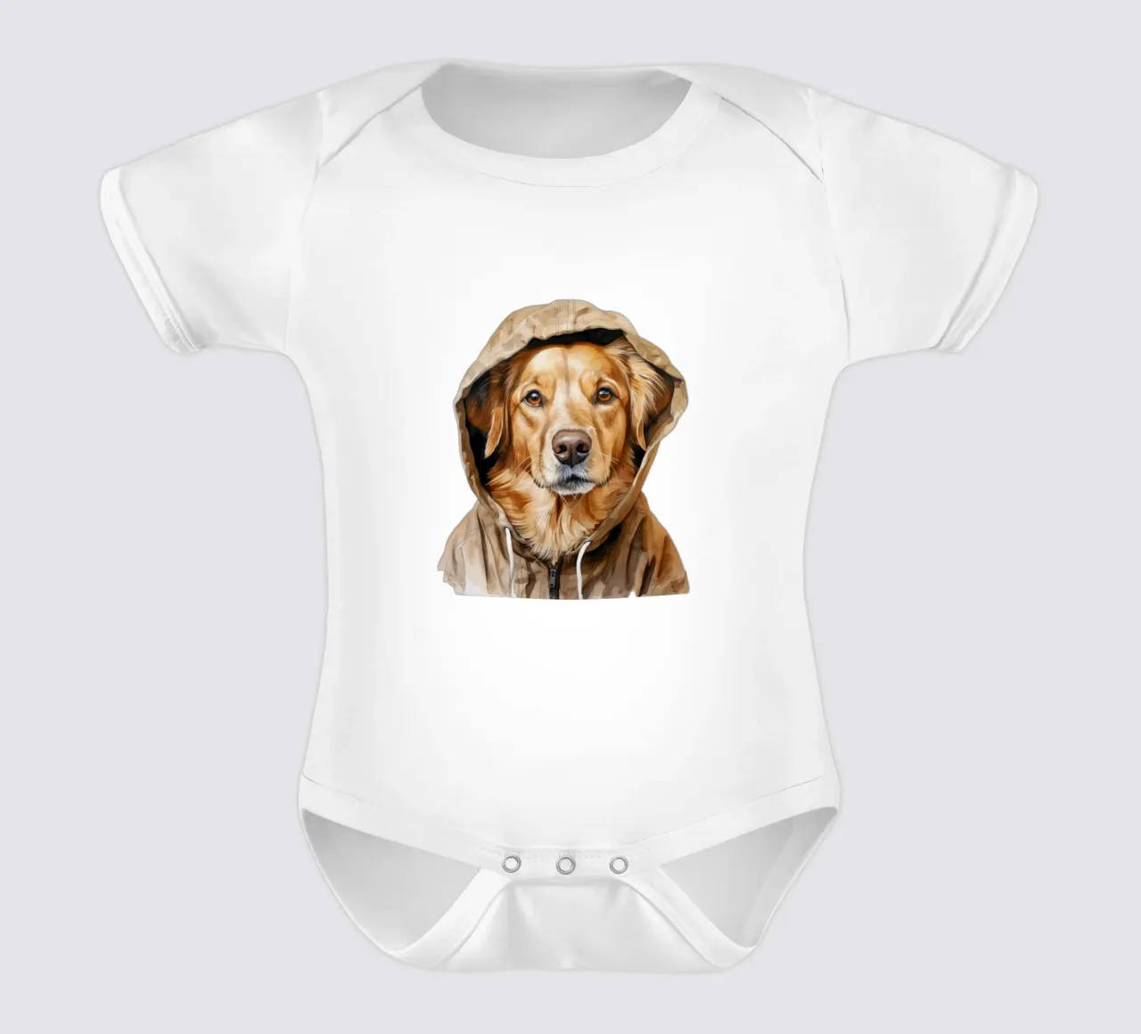 Cane acquerellato con felpa con cappuccio body neonato maniche corte da Animal Portraits