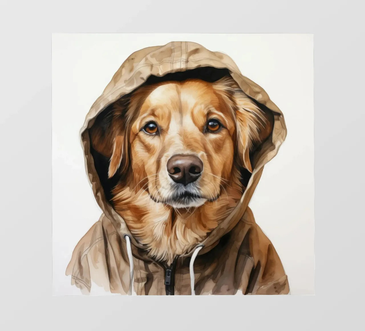 Cane acquerellato con felpa con cappuccio telo in pvc da Animal Portraits