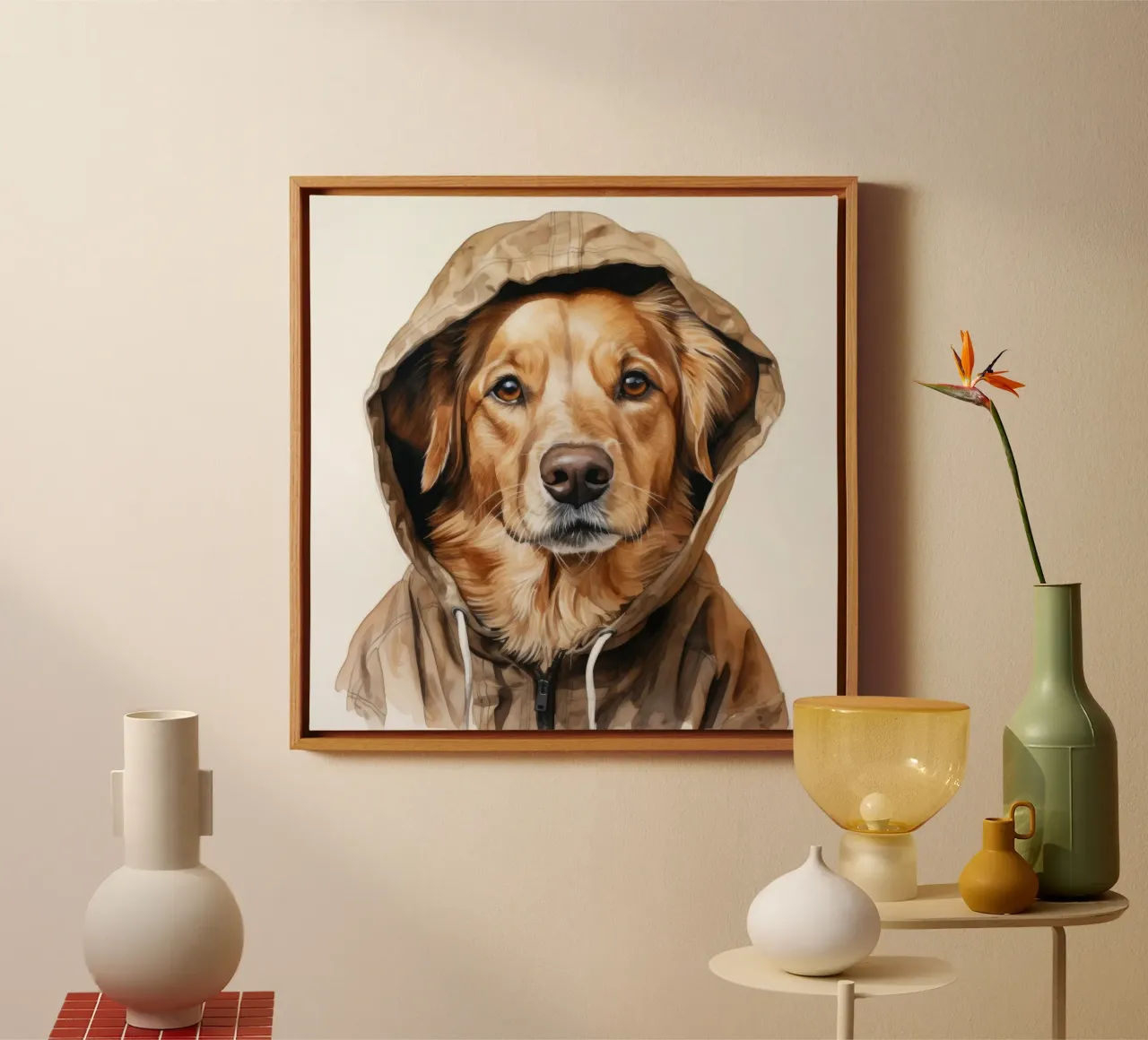 Cane acquerellato con felpa con cappuccio tela da Animal Portraits