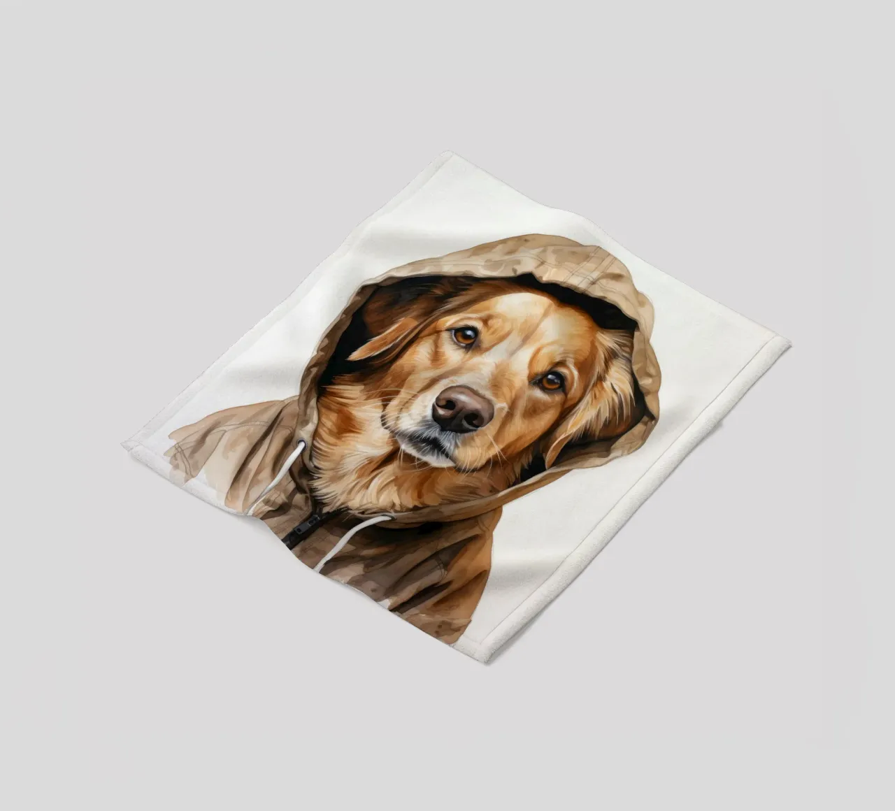 Cane acquerellato con felpa con cappuccio coperta in pile da Animal Portraits