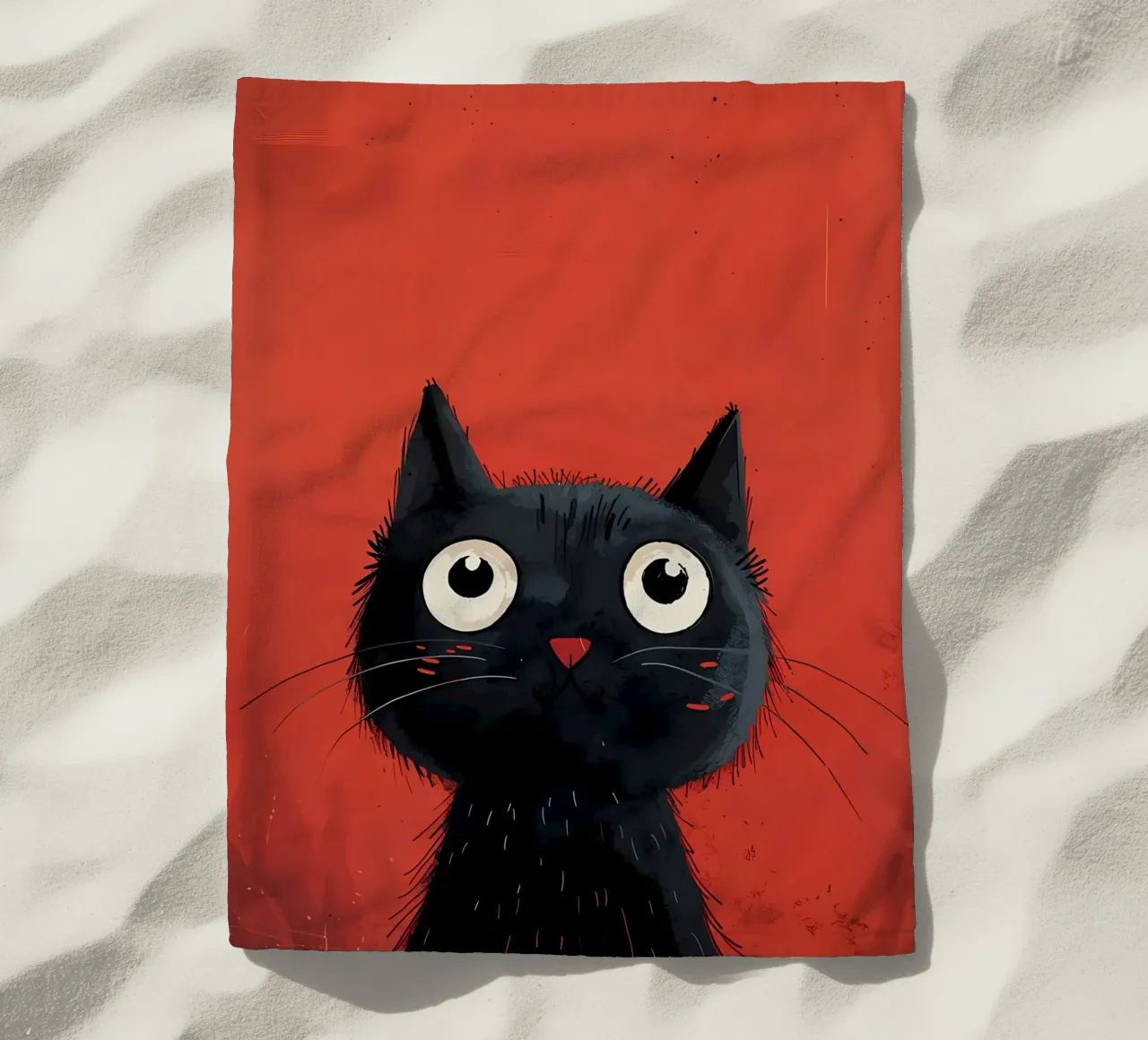 Curious Black Cat beach towel by Manh beo