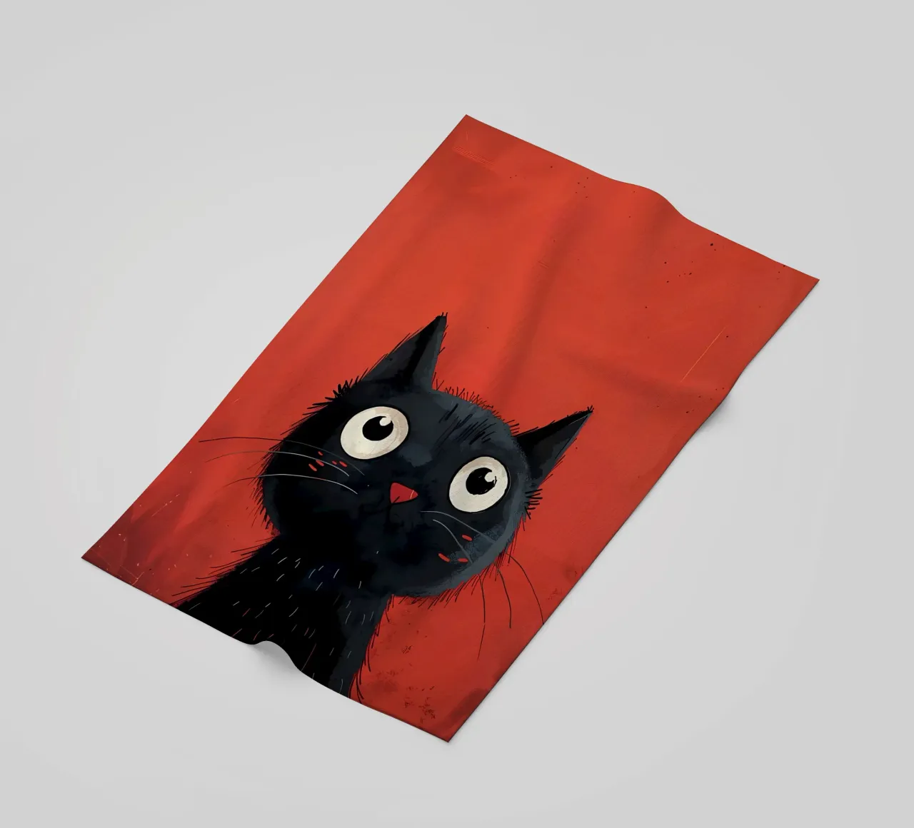 Curious Black Cat beach towel by Manh beo
