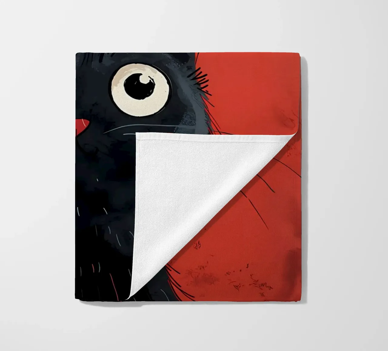 Curious Black Cat beach towel by Manh beo
