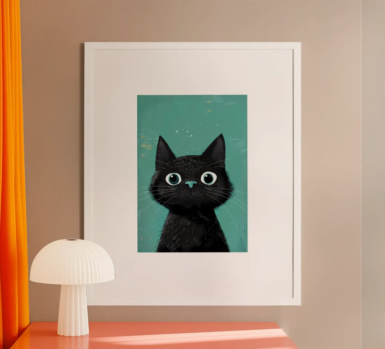 Occhi di gatto curiosi poster con telaio in plastica da Manh beo
