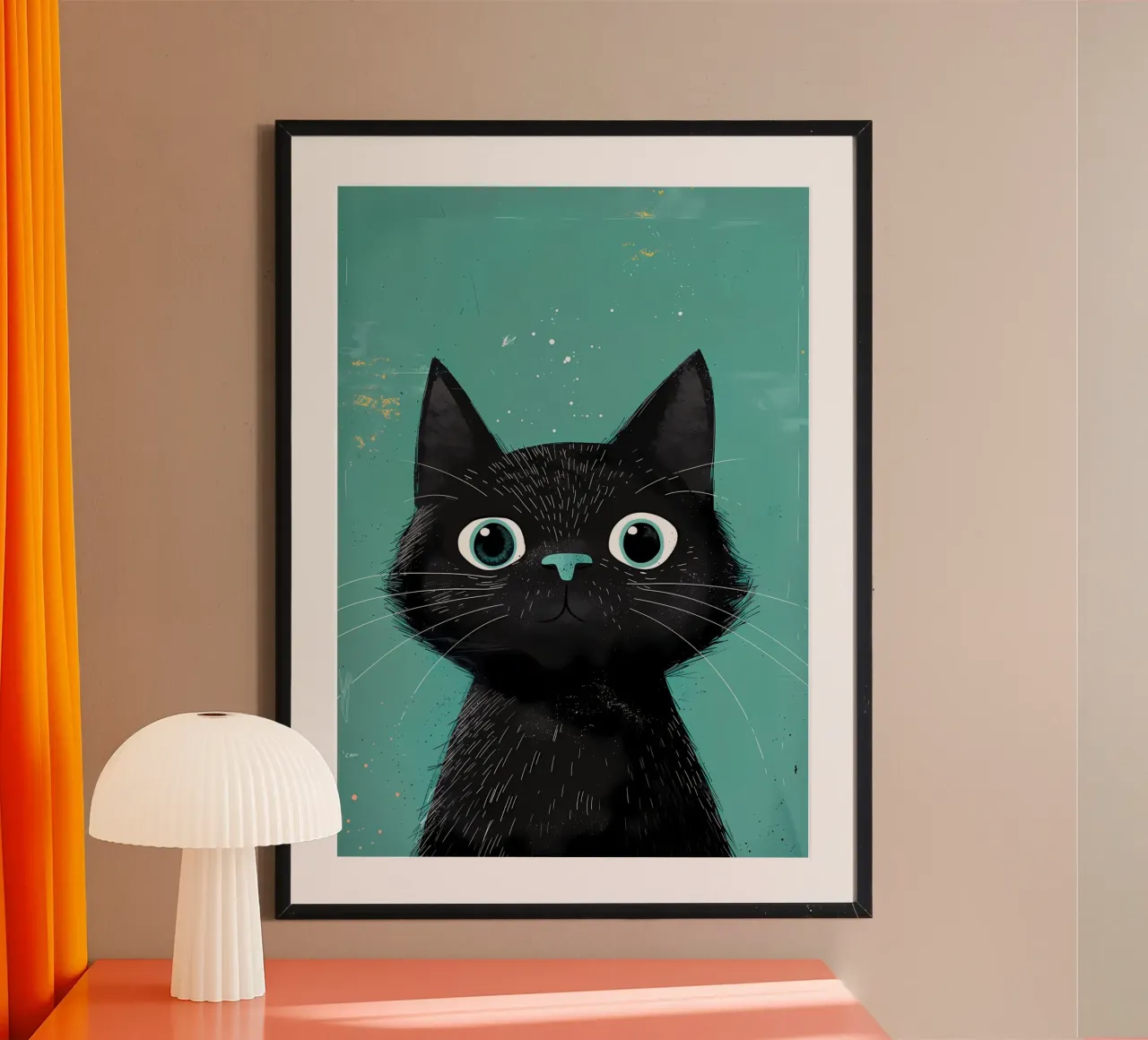 Occhi di gatto curiosi poster con telaio in plastica da Manh beo