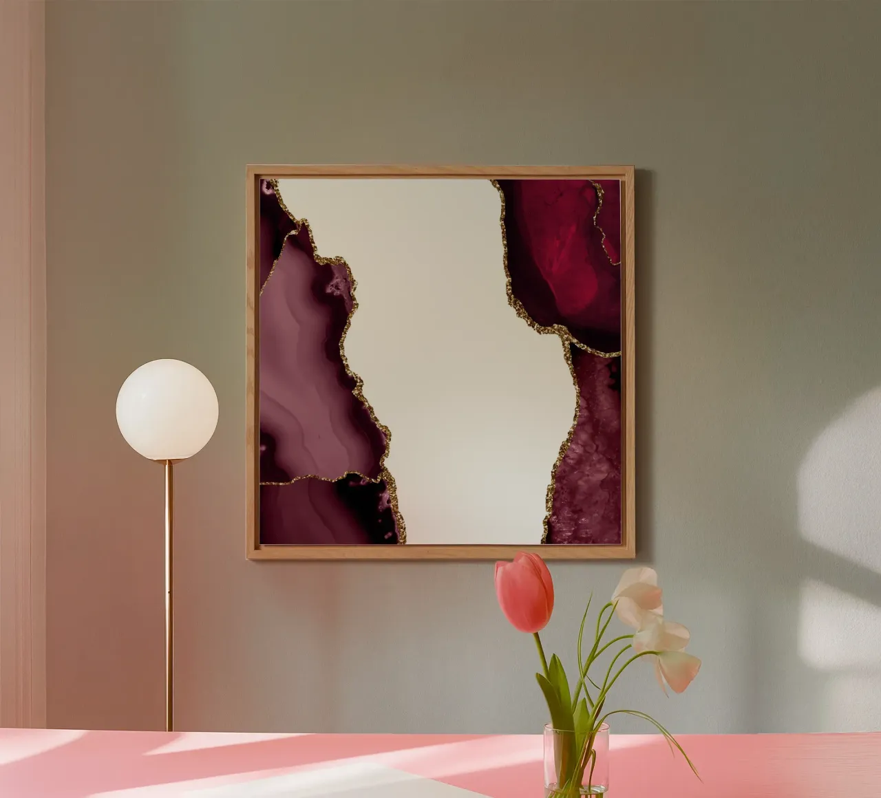 Agata bordeaux e oro Texture 21 alluminio dibond da Gemstone Textures