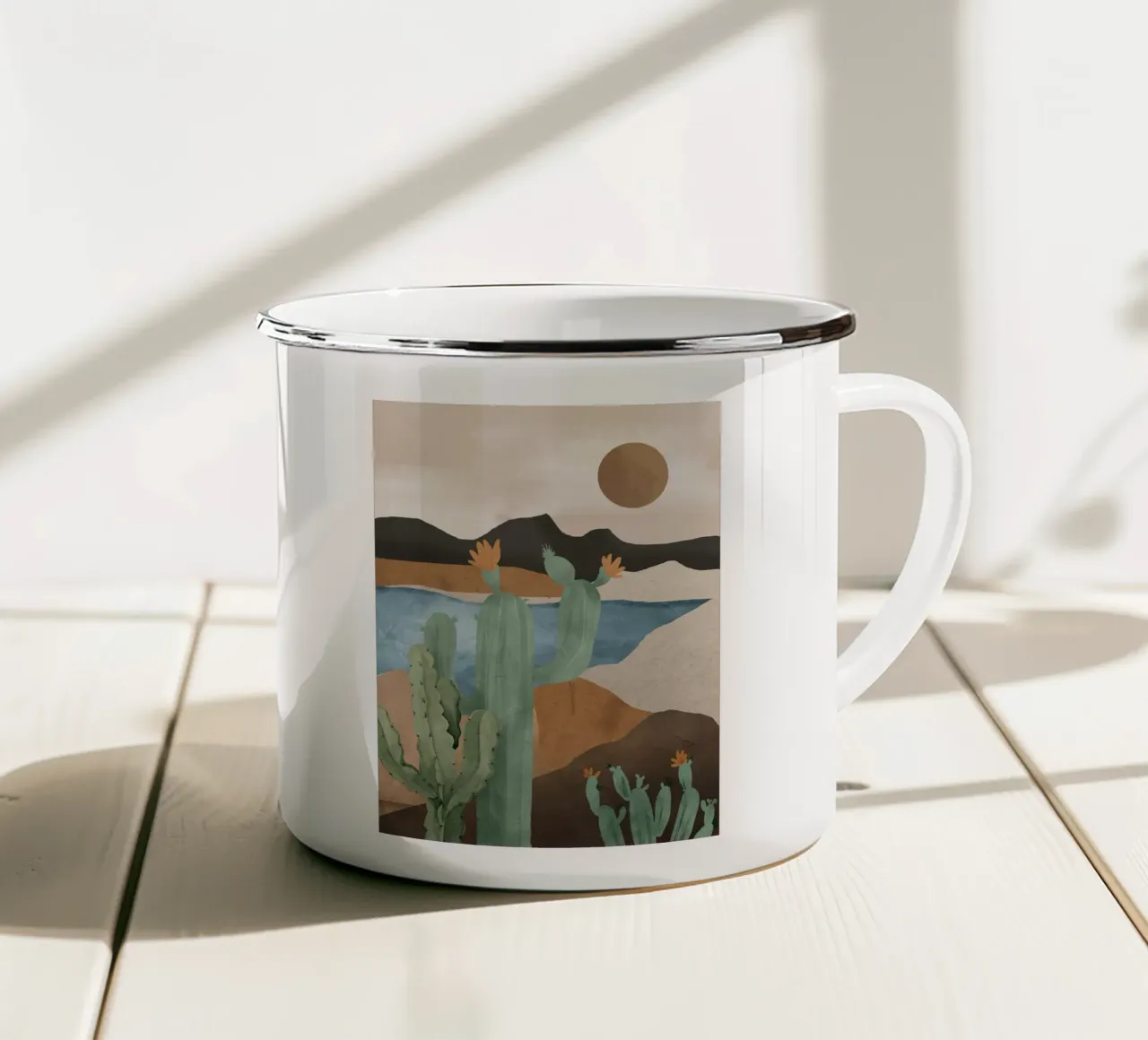 Paesaggio di cactus 2 tazza in smalto da ThingDesign