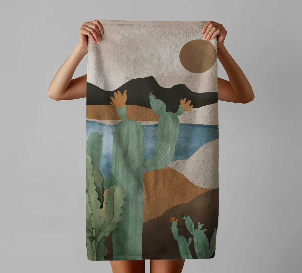 Paesaggio di cactus 2 asciugamano da bagno da ThingDesign