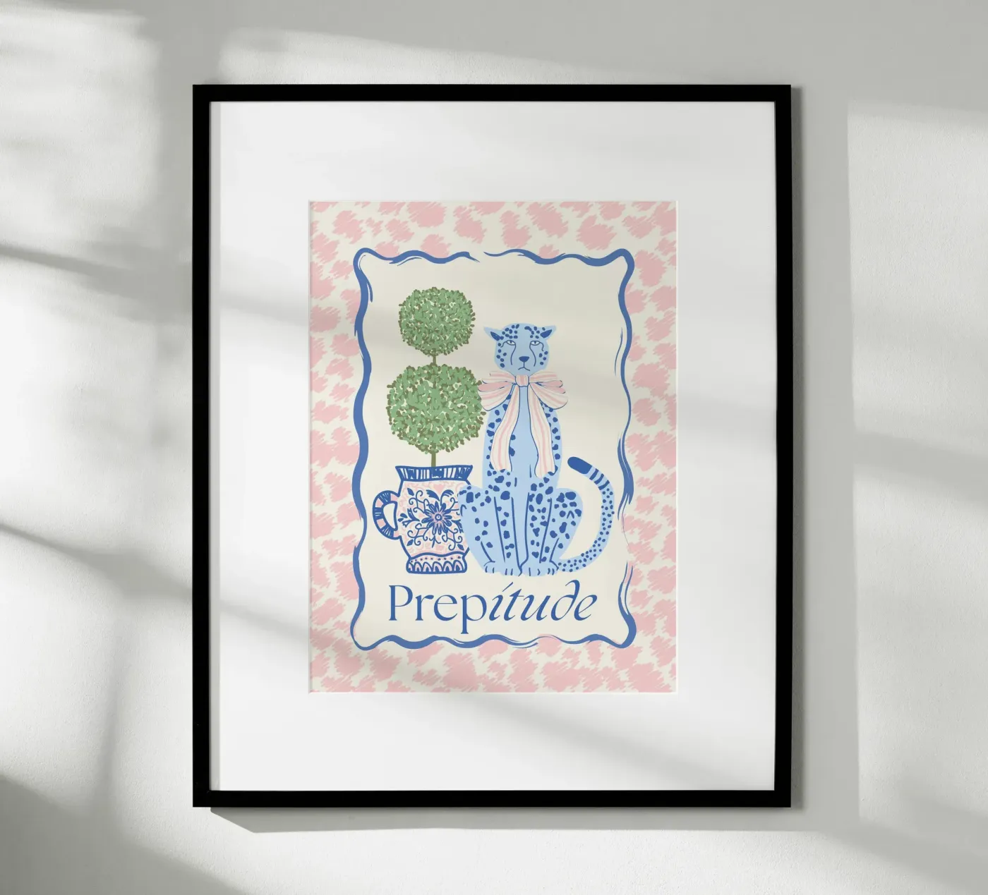 Prepitude Blue Leopard poster van Studio Birchwood