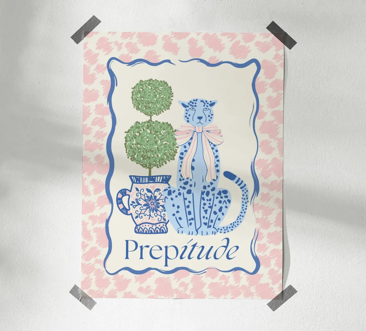 Prepitude Blue Leopard poster da Studio Birchwood