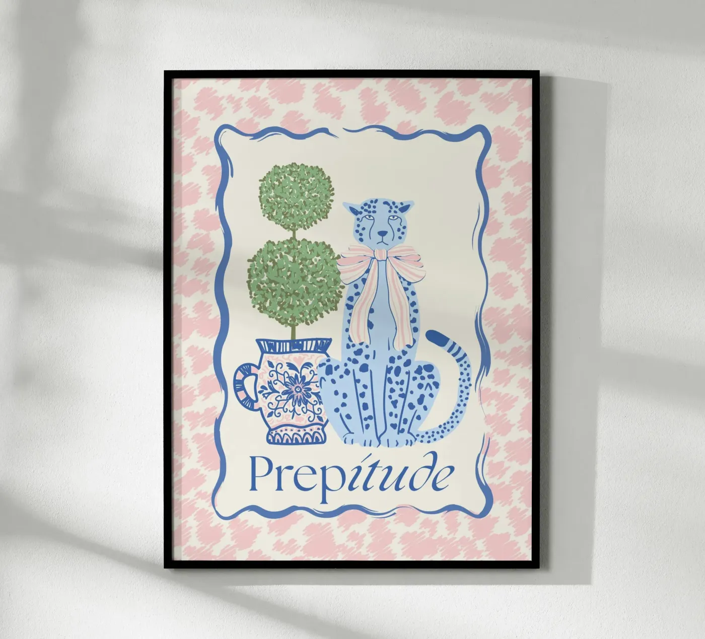 Prepitude Blue Leopard poster van Studio Birchwood