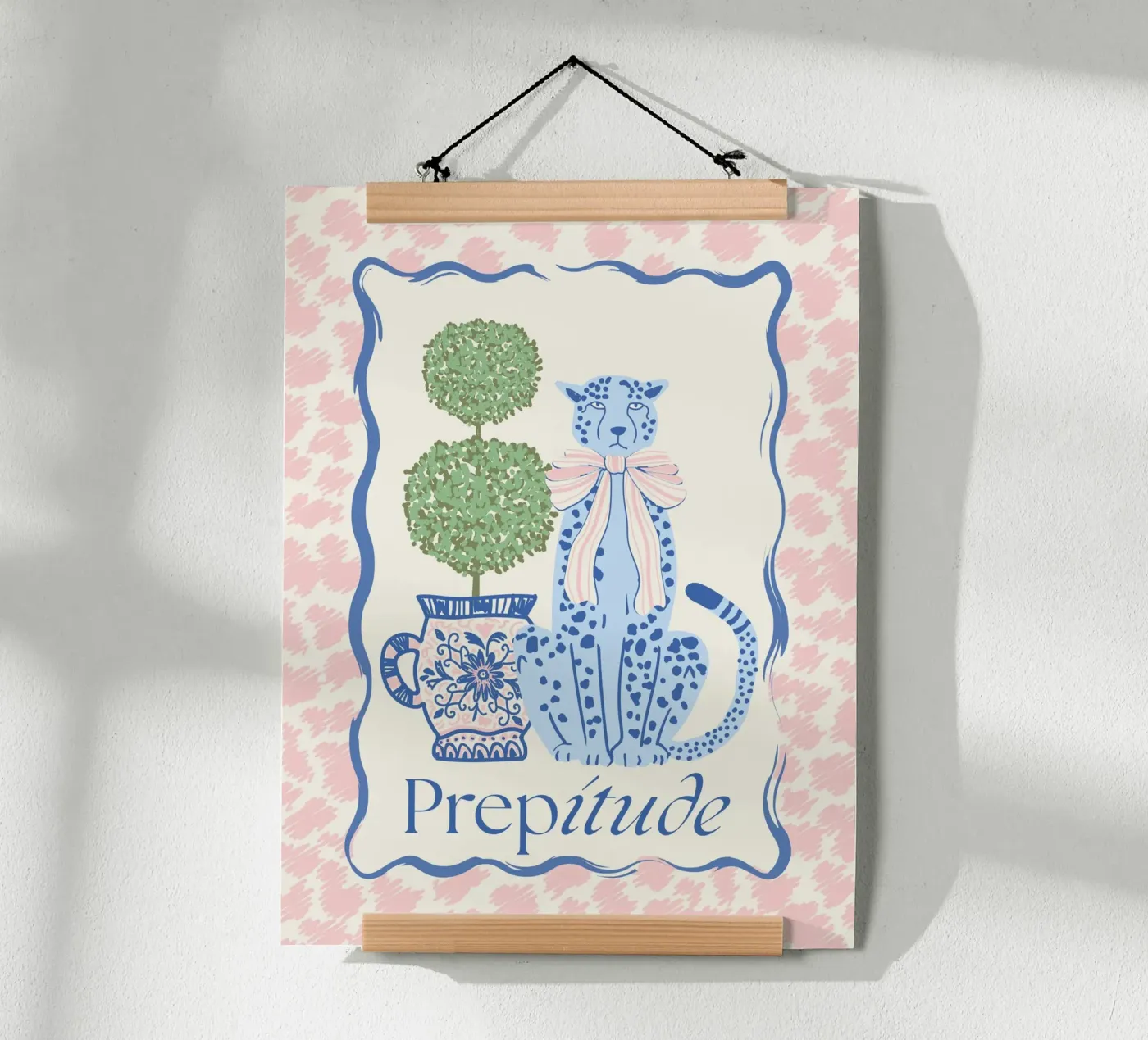 Prepitude Blue Leopard poster van Studio Birchwood
