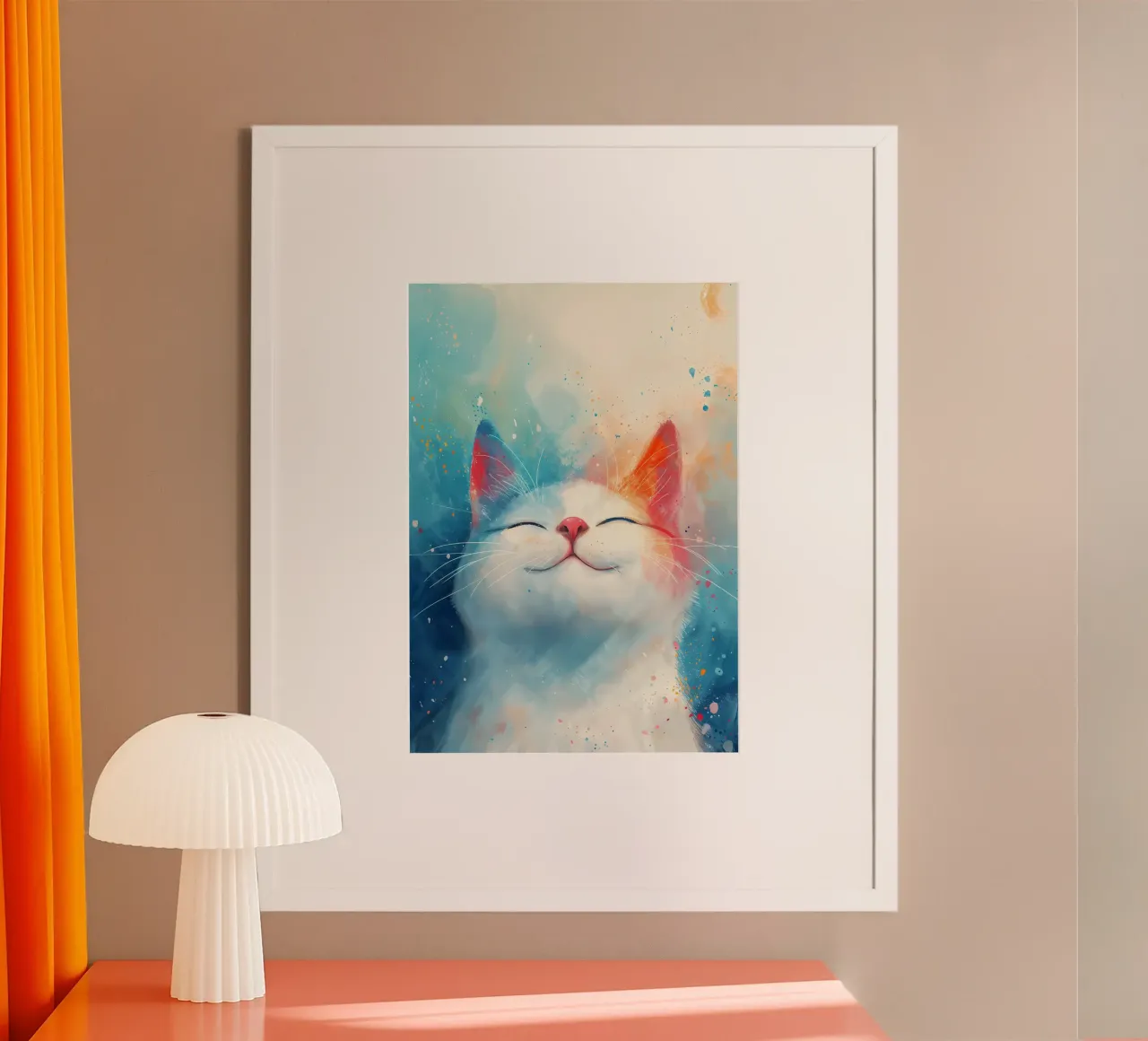 Gatto cosmico sognante poster con telaio in alluminio da Manh beo