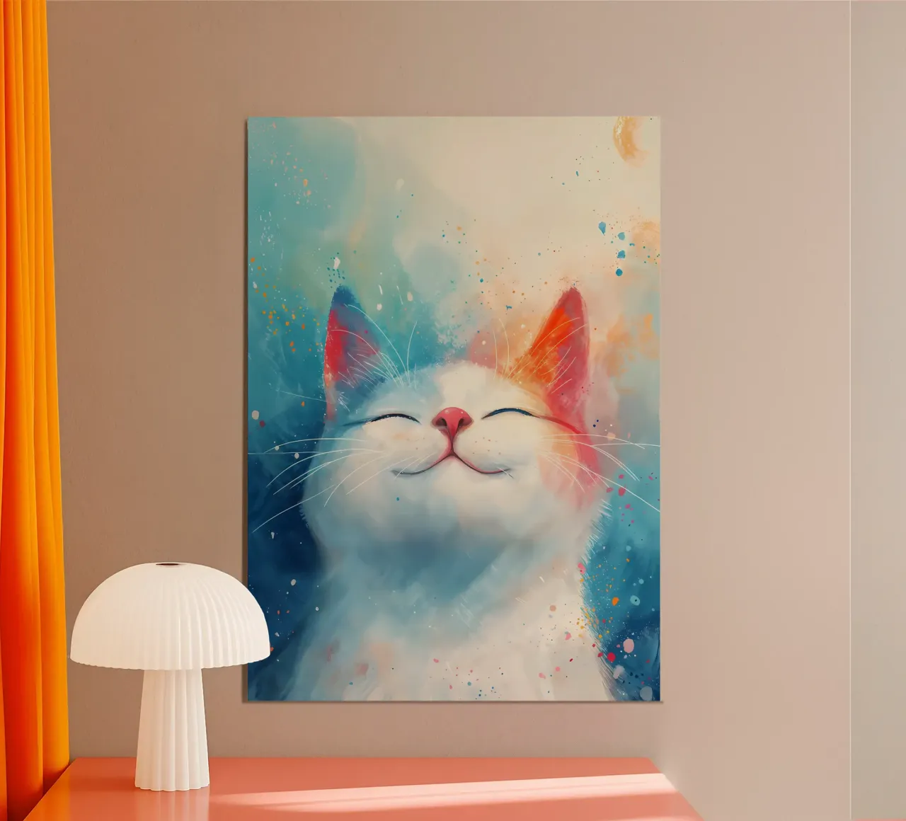 Gatto cosmico sognante poster con telaio in alluminio da Manh beo