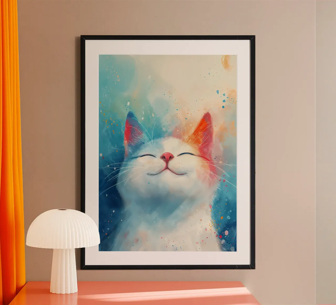 Gatto cosmico sognante poster con telaio in alluminio da Manh beo