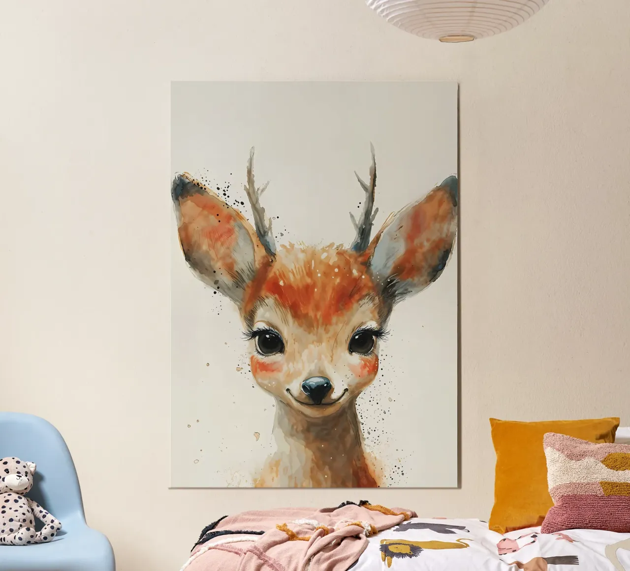 Lo sguardo innocente di Fawn poster con telaio in legno da Manh beo