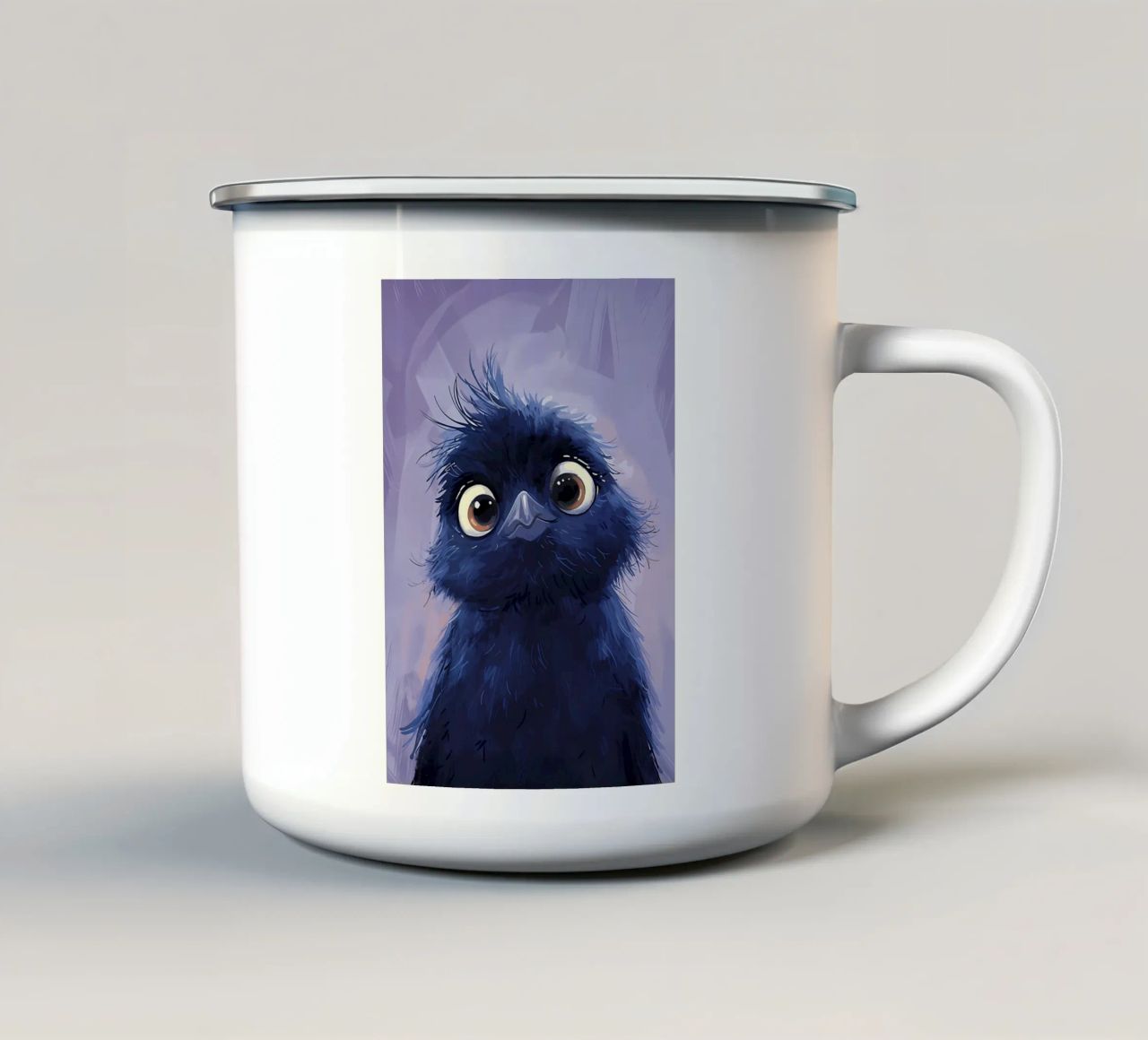 Uccello blu soffice tazza in smalto da Manh beo