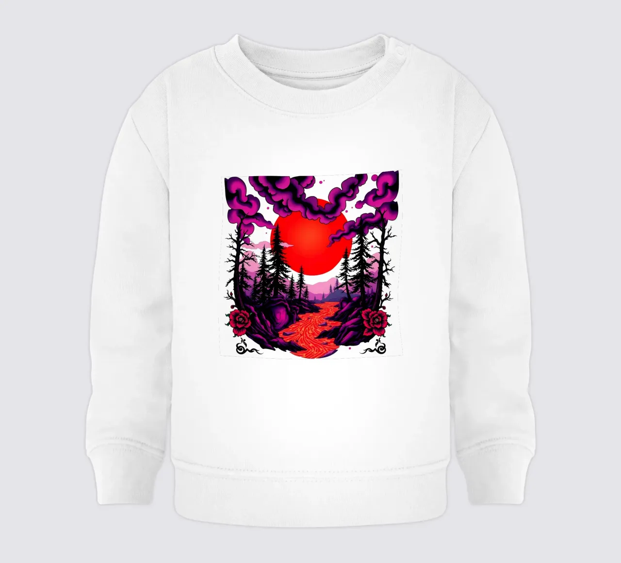Crepuscolo cremisi: Paesaggio enigmatico felpa neonato da Artistic-shop