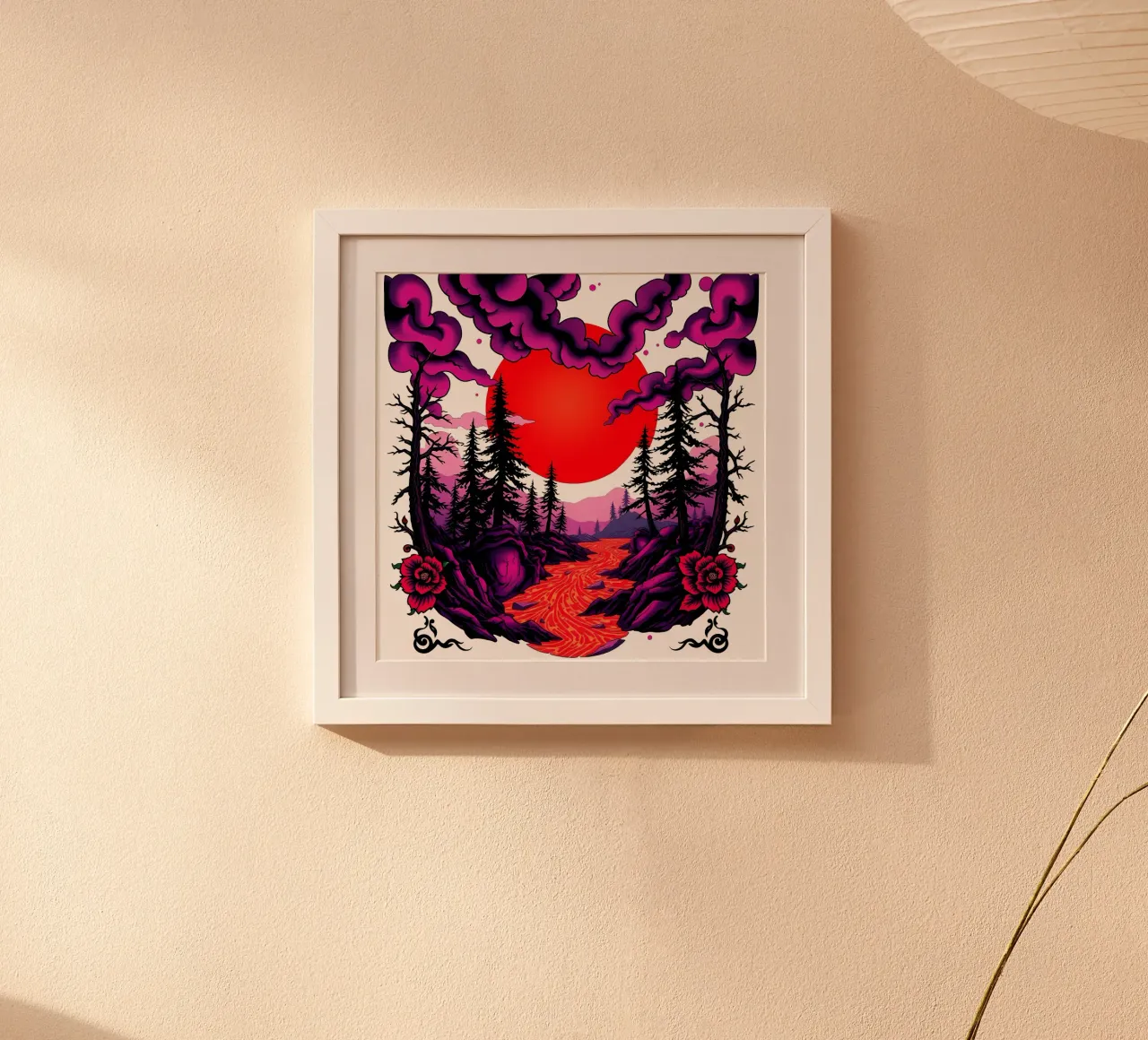 Crepuscolo cremisi: Paesaggio enigmatico poster da Artistic-shop