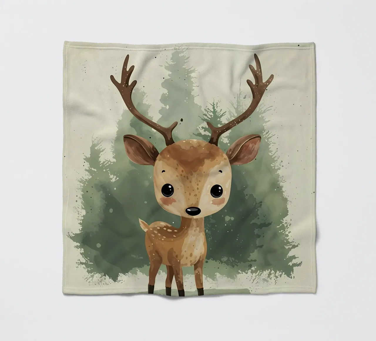Waldprinz Hirsch_ Verzauberung in Aquarell Fleecedecke von Manh beo