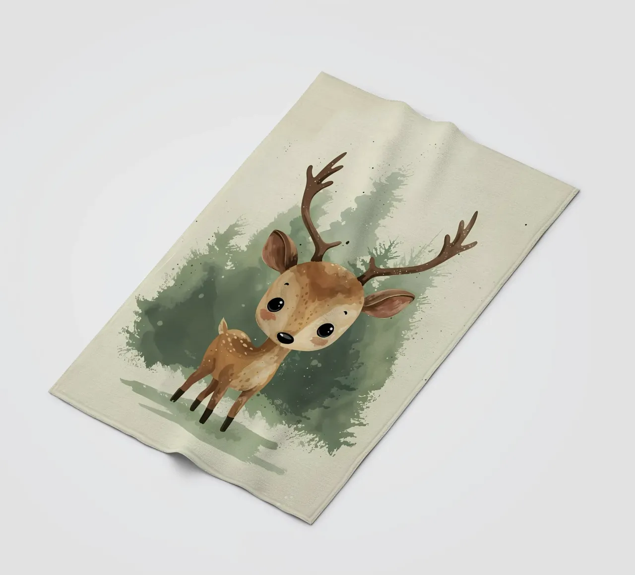 Waldprinz Hirsch_ Verzauberung in Aquarell Fleecedecke von Manh beo