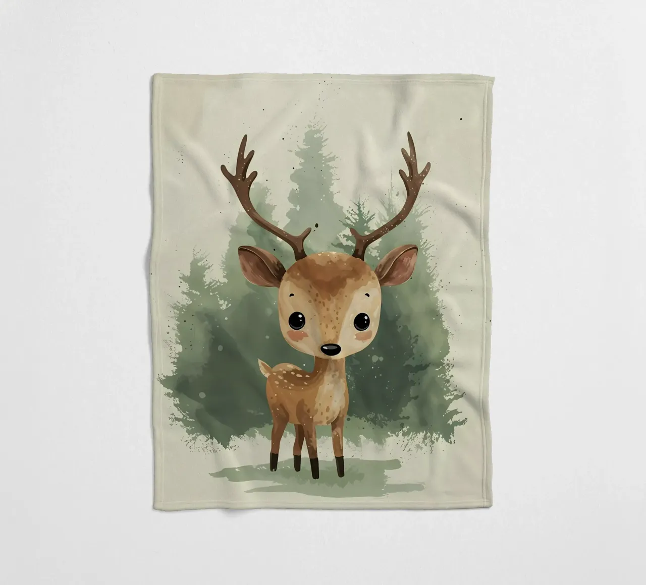 Waldprinz Hirsch_ Verzauberung in Aquarell Fleecedecke von Manh beo