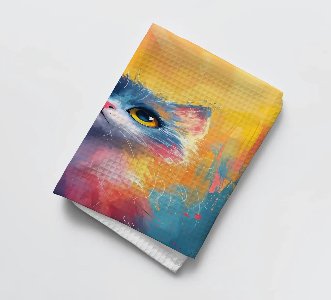 Gaze of Whimsy Cat tea towel by Manh beo