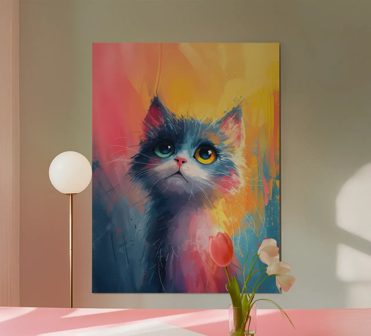 Sguardo del gatto capriccioso poster con telaio in plastica da Manh beo