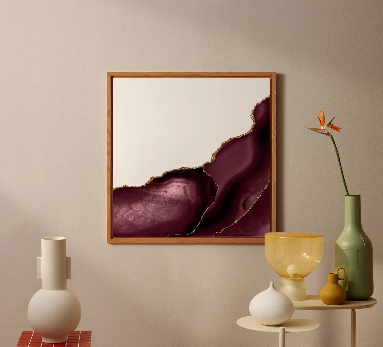 Agata bordeaux e oro Texture 26 alluminio dibond da Gemstone Textures