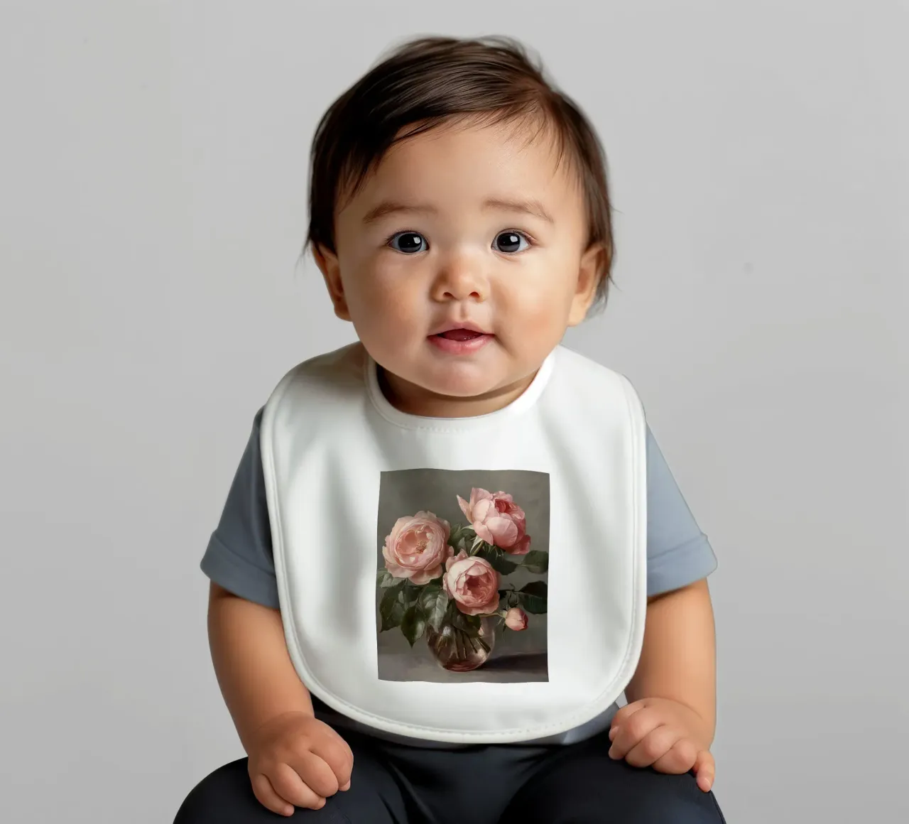 Rosa Rosa Romantico Vintage Botanico Floreale Amore Valentines bavaglino da Gentle Echoes Art