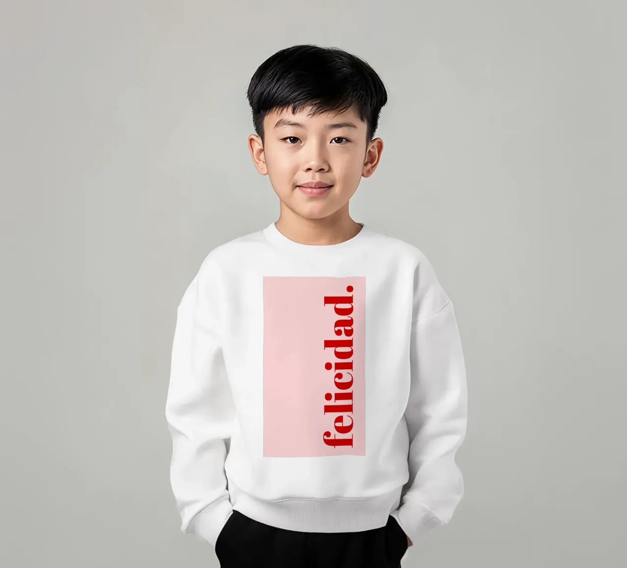 Happiness in Red - Design tipografico spagnolo felpa bambino da Studio Mooodz