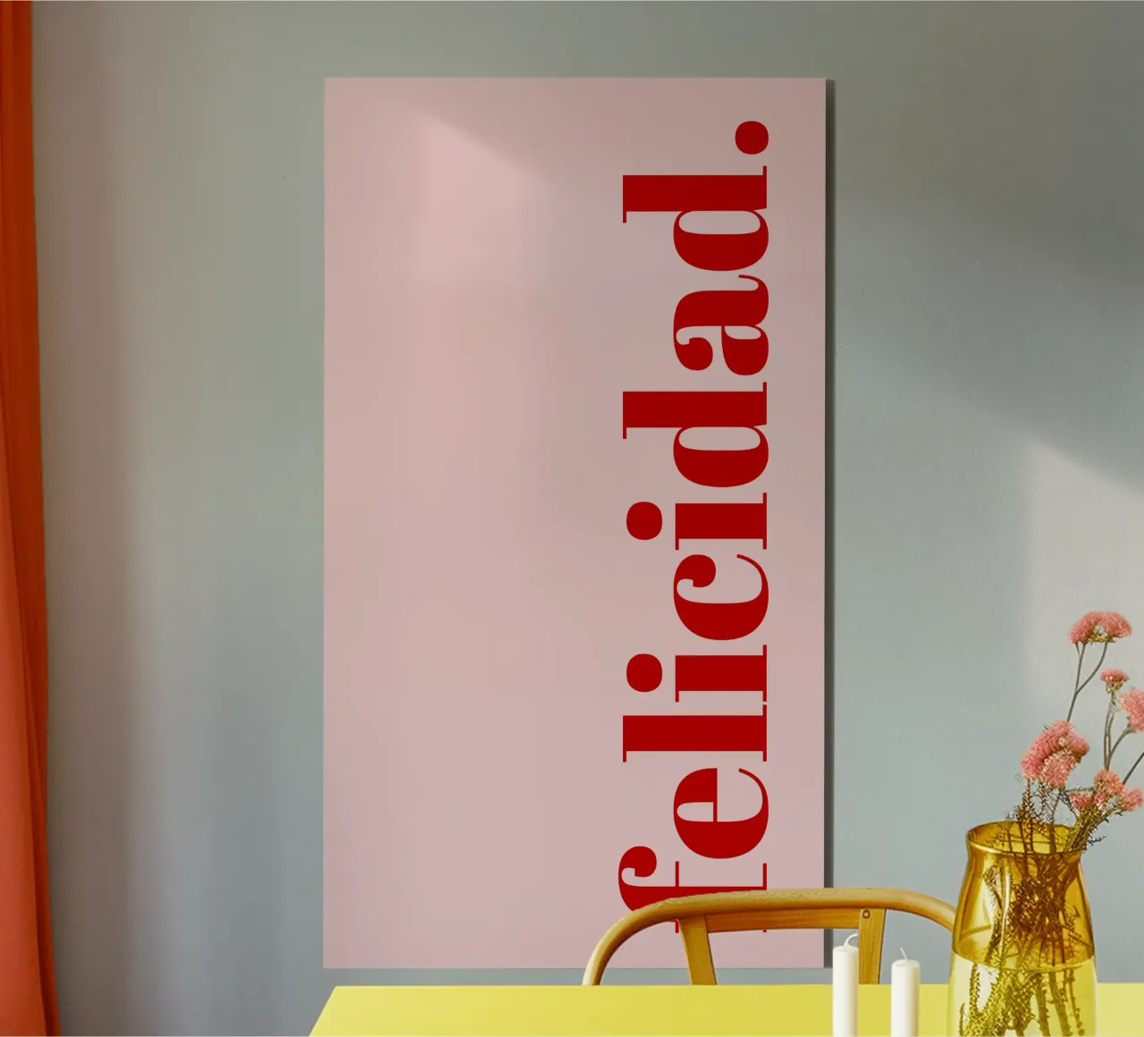 Happiness in Red - Design tipografico spagnolo alluminio dibond da Studio Mooodz