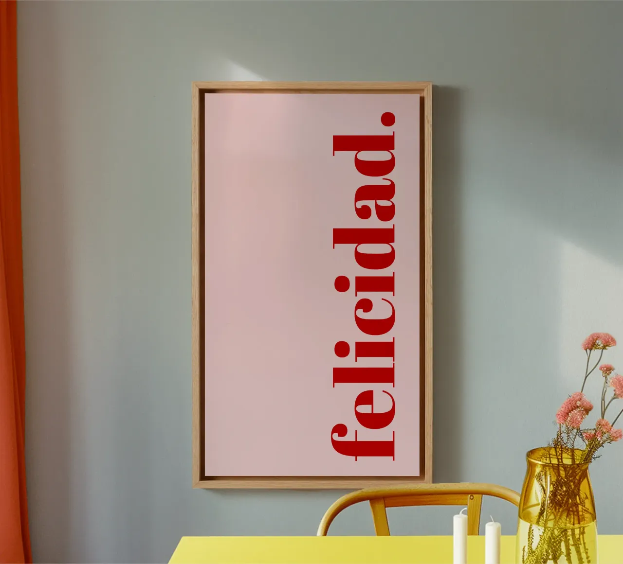 Geluk in Rood - Spaans typografie-ontwerp canvas met Baklijst van Studio Mooodz