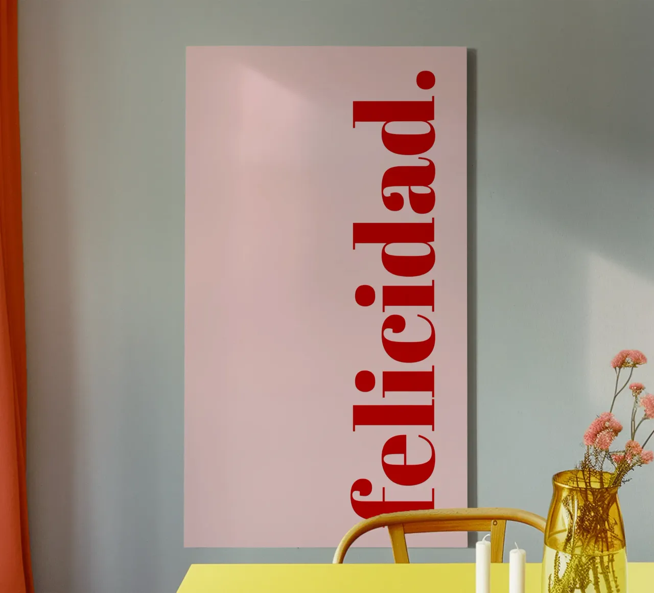 Geluk in Rood - Spaans typografie-ontwerp canvas met Baklijst van Studio Mooodz
