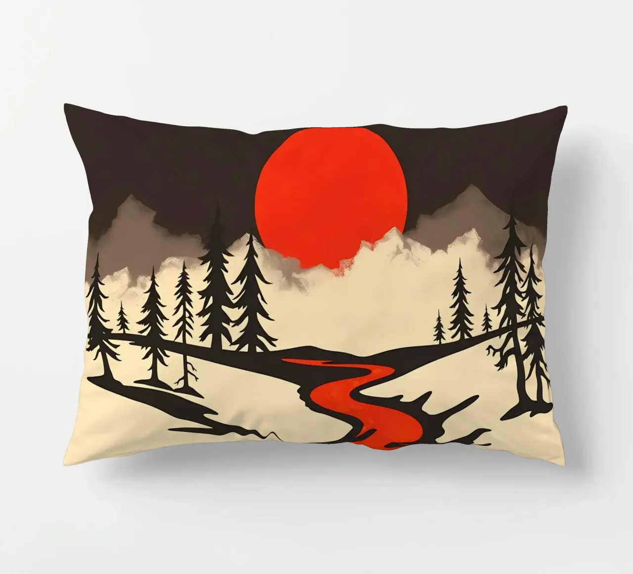 Il viaggio del fiume Cremisi cuscino da Artistic-shop