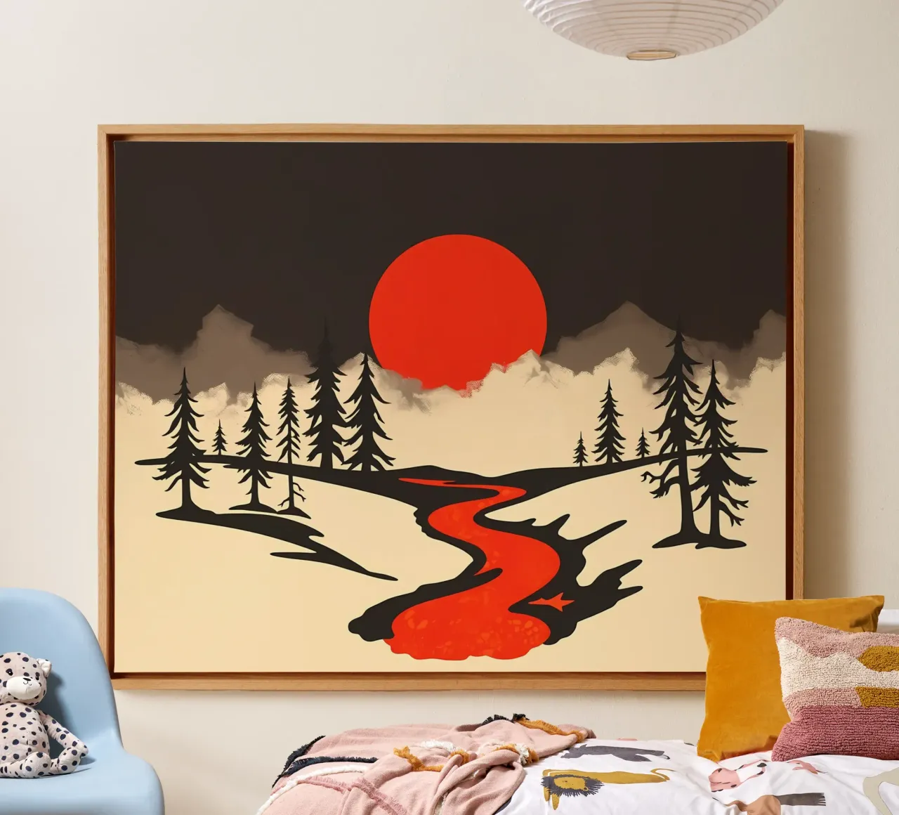 Il viaggio del fiume Cremisi tela con Cornice a cassetta da Artistic-shop