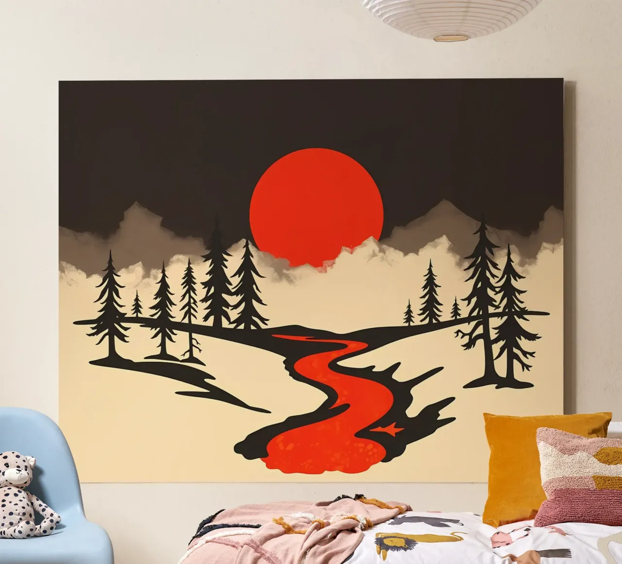 Il viaggio del fiume Cremisi tela con Cornice a cassetta da Artistic-shop