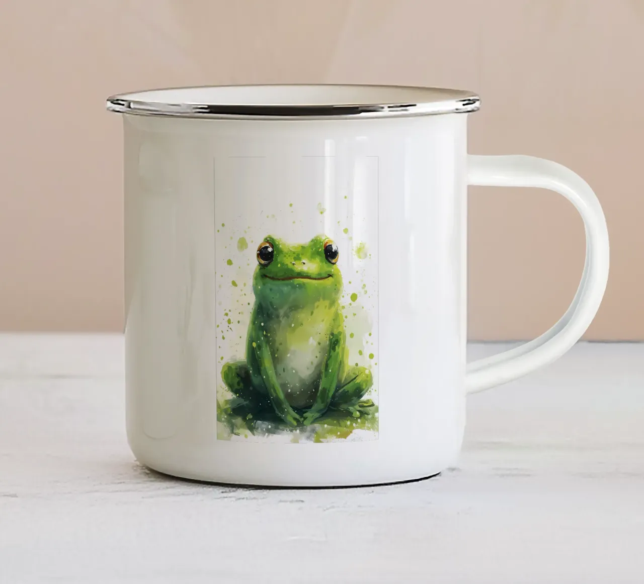 Rana dallo sguardo verde - Acquerello Serenity tazza in smalto da Manh beo