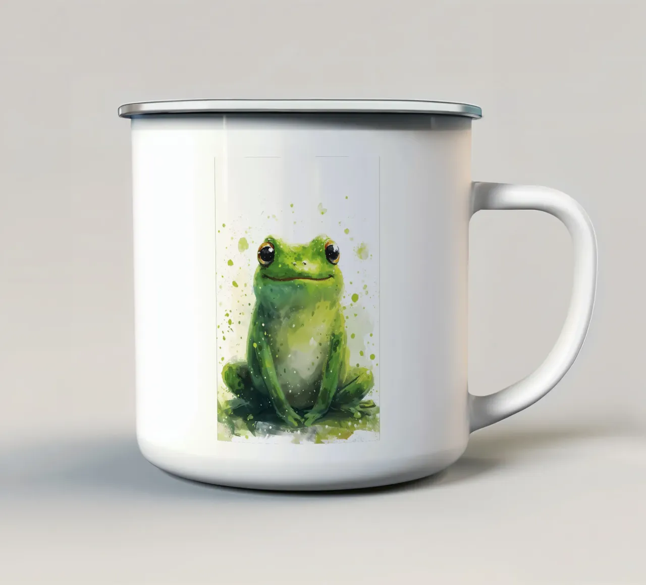 Rana dallo sguardo verde - Acquerello Serenity tazza in smalto da Manh beo