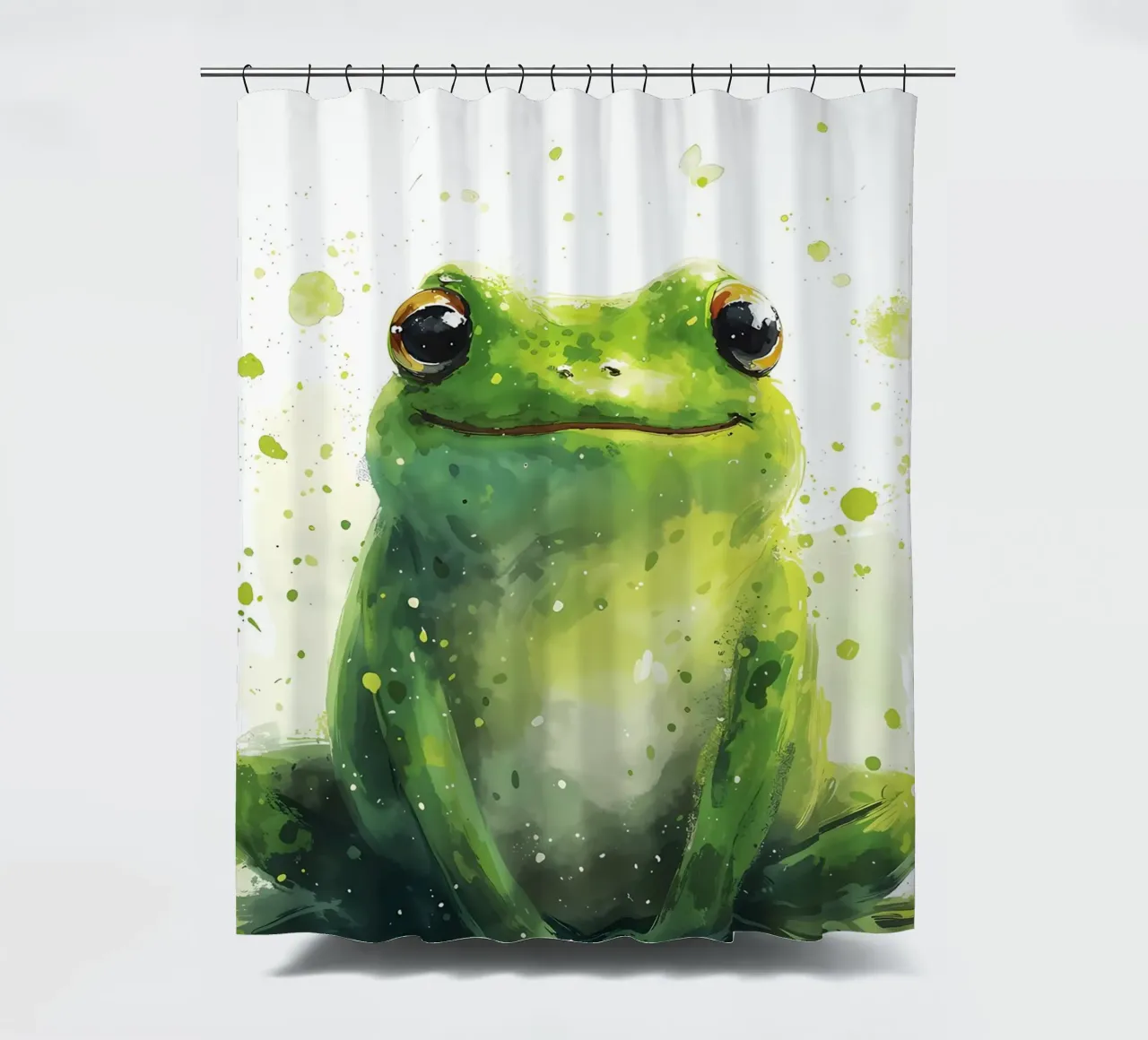 Grüner Blick Frosch - Aquarell Gelassenheit Duschvorhang von Manh beo