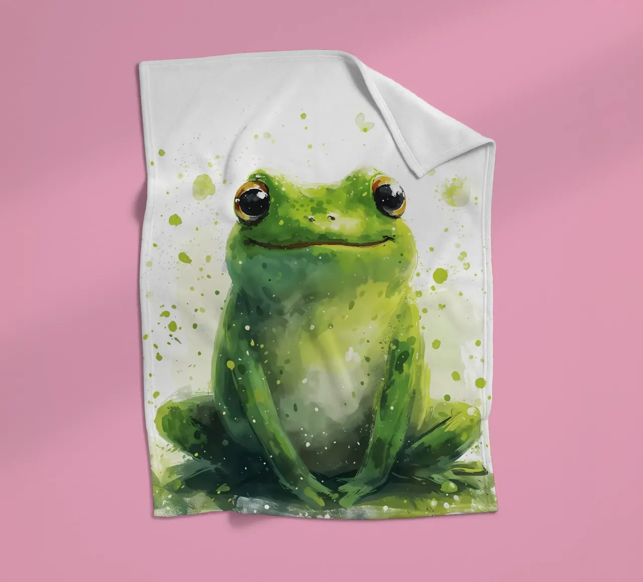 Rana dallo sguardo verde - Acquerello Serenity coperta in pile da Manh beo