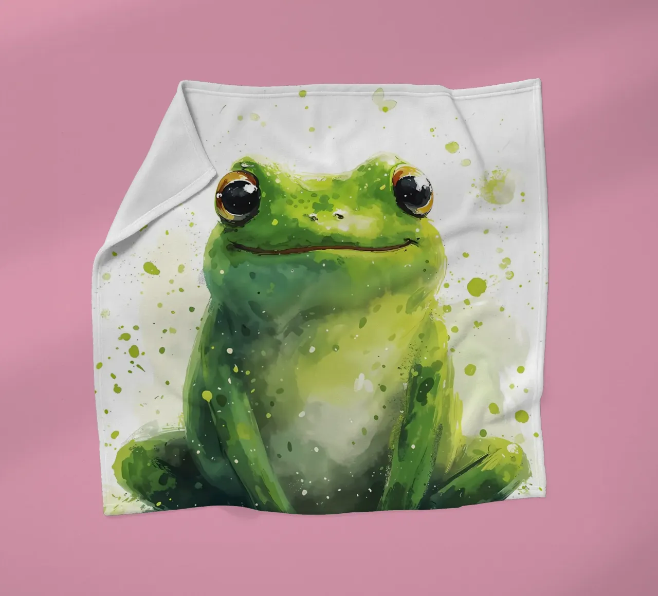 Rana dallo sguardo verde - Acquerello Serenity coperta in pile da Manh beo