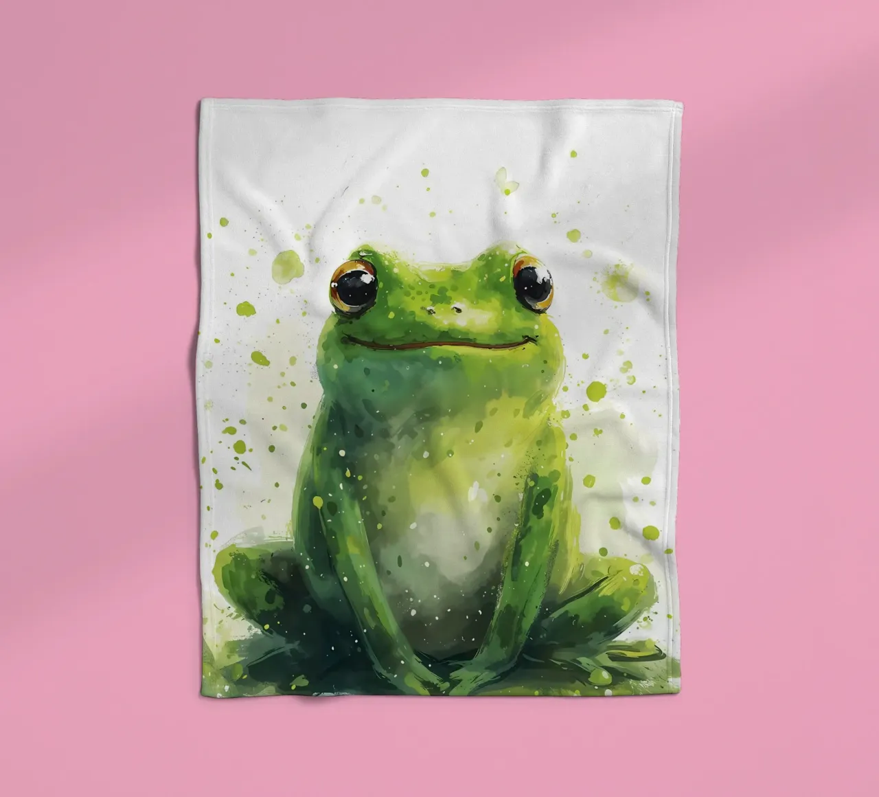 Rana dallo sguardo verde - Acquerello Serenity coperta in pile da Manh beo