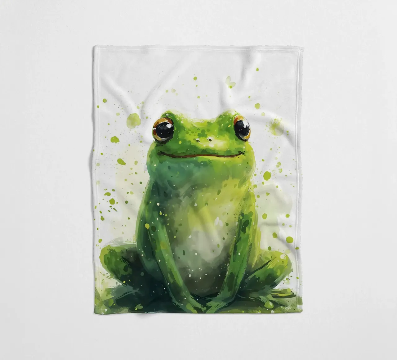 Rana dallo sguardo verde - Acquerello Serenity coperta in pile da Manh beo