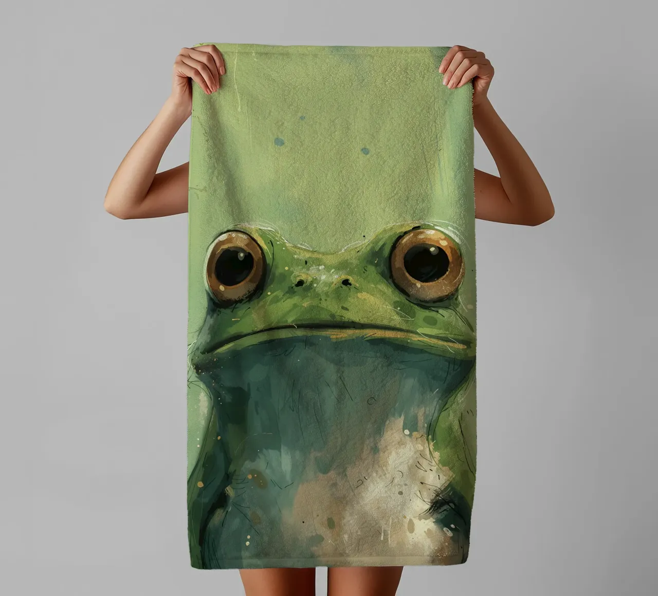 Rana dallo sguardo verde_ Uno sguardo stravagante asciugamano da bagno da Manh beo
