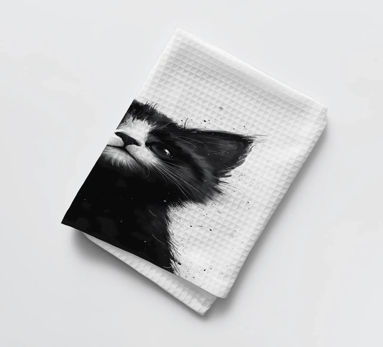Ink Splatter Kitten tea towel by Manh beo