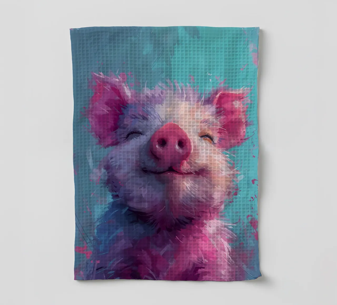 Joyful Piglet Bliss_ Une explosion de fantaisie colorée torchon de Manh beo