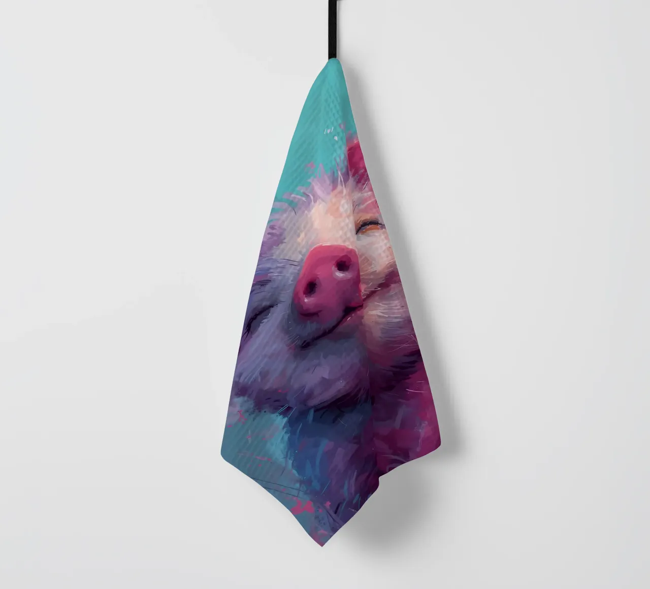 Joyful Piglet Bliss_ Une explosion de fantaisie colorée torchon de Manh beo