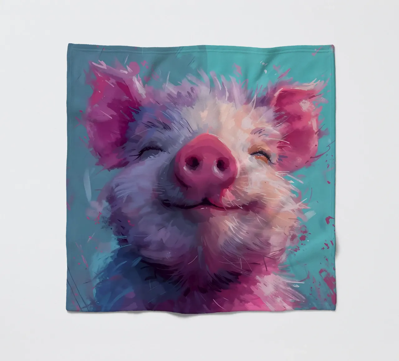 Joyful Piglet Bliss_ A Burst of Colorful Whimsy fleece blanket by Manh beo