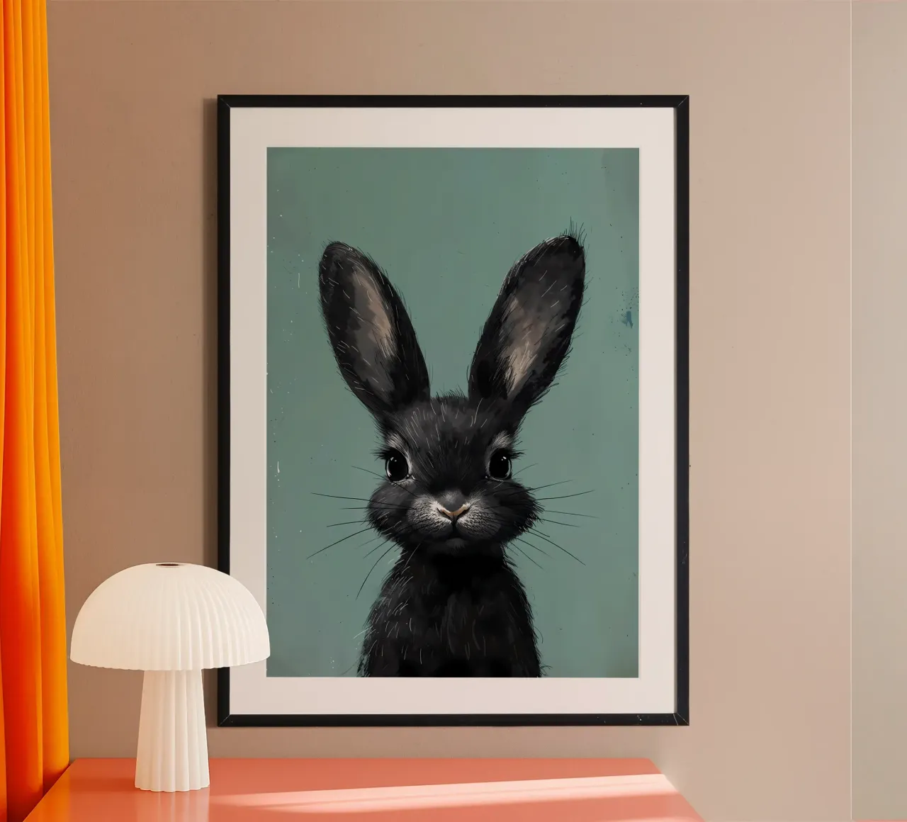 Lively Black Bunny poster by Manh beo